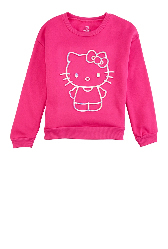 Hello Kitty 3D Graphic Pullover Sweatshirt, Pink, Size 10