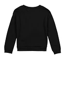 Girls Barbie 3D Embossed Glitter Graphic Sweatshirt, Black, Size 8