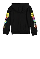 Girls Blessed Life Graphic Pullover Hoodie, Black, Size 10-12