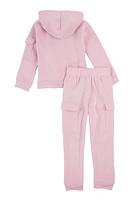 Little Girls Love Hoodie and Cargo Joggers, Pink, Size 5-6