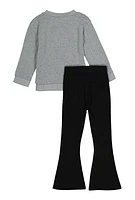 Little Girls Royalty Graphic Sweatshirt and Flare Pants, Grey, Size 5-6