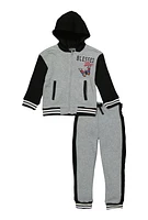 Little Girls Blessed Vibes Sweatshirt and Sweatpants, Grey, Size 4