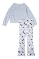 Little Girls Minnie Mouse Sweatshirt and Sweatpants, Grey, Size 6