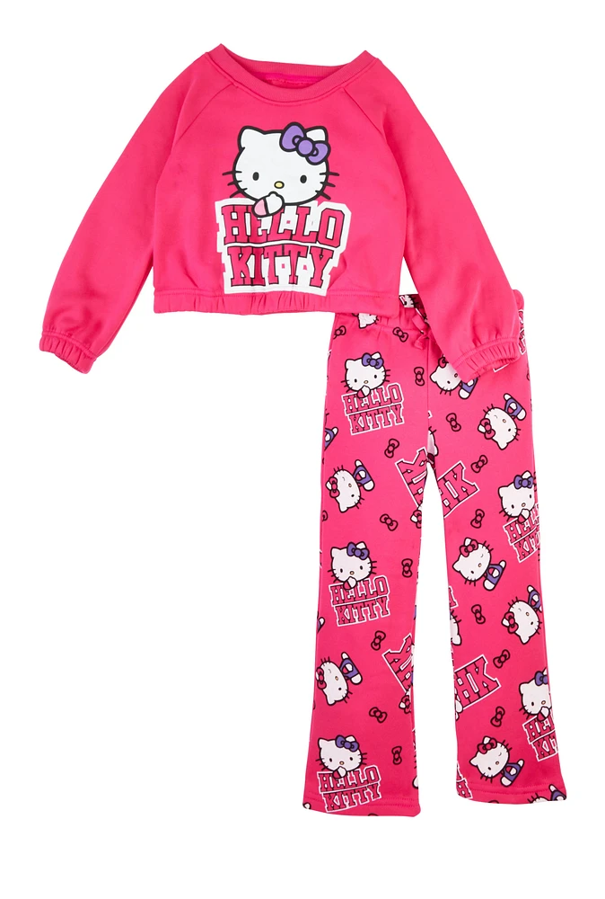 Little Girls Hello Kitty Sweatshirt and Sweatpants, Pink, Size 5