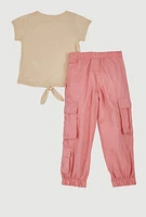 Little Girls A Little Bit Dramatic Graphic Tee and Cargo Joggers, Multi, Size 5-6