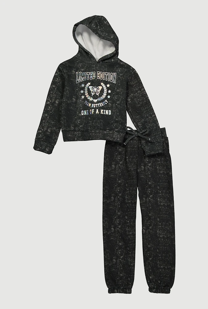 Little Girls Limited Edition One Of A Kind Hoodie and Sweatpants, Black, Size 5-6