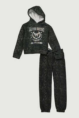 Little Girls Limited Edition One Of A Kind Hoodie and Sweatpants, Black, Size 5-6
