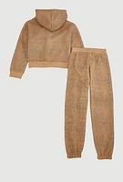 Little Girls Limited Edition One Of A Kind Hoodie and Sweatpants, Brown, Size 4