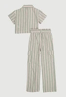 Girls Striped Shirt and Cargo Pants, Multi,