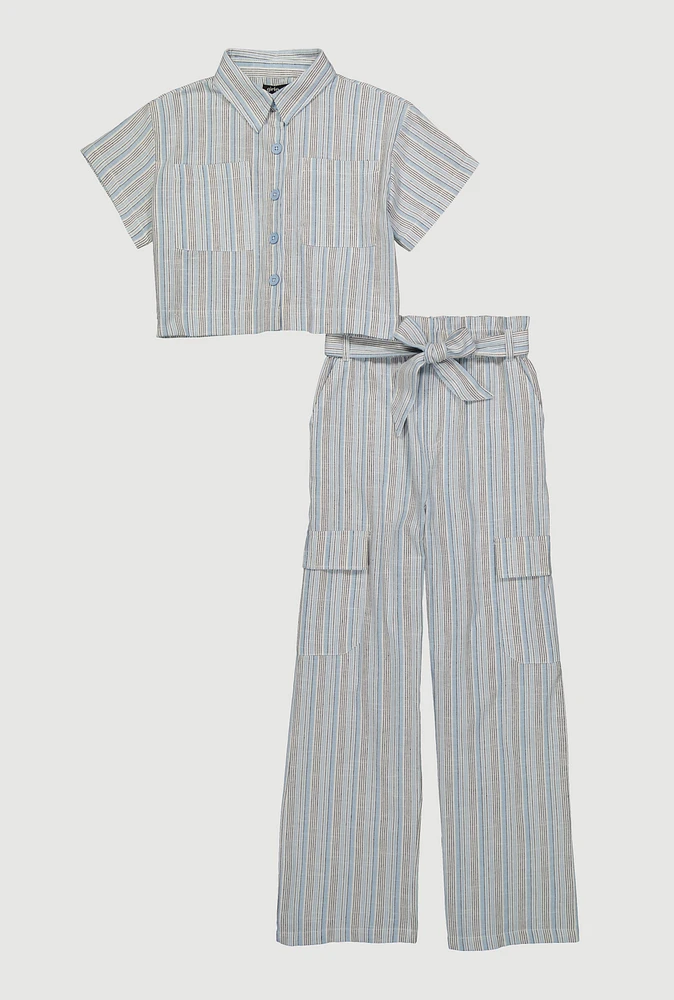 Girls Striped Shirt and Cargo Pants,