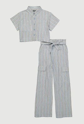 Girls Striped Shirt and Cargo Pants,