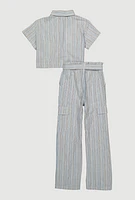 Girls Striped Shirt and Cargo Pants,