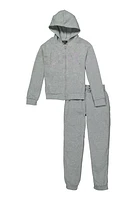 Girls Love Zip Front Sweatshirt and Sweatpants, Grey, Size 10-12