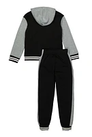 Girls Love Hooded Varsity Jacket and Joggers, Multi, Size 7-8