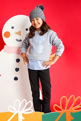 Girls Love Striped Hem Crew Neck Top and Leggings, 10-12
