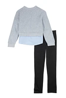 Girls Love Striped Hem Crew Neck Top and Leggings, 10-12