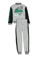 Girls Chenille Patch Varsity Jacket and Joggers,