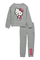 Girls Hello Kitty Crew Neck Sweatshirt and Sweatpants, Grey,