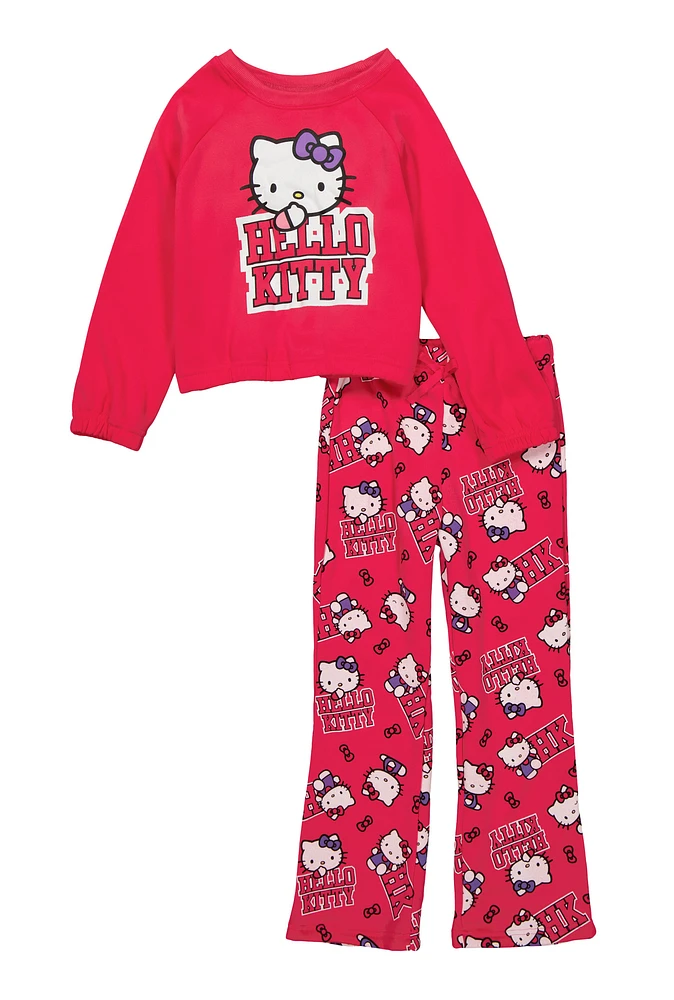 Girls Hello Kitty Sweatshirt and Pants Set, Pink,