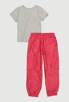 Girls Chill Out Tee and Cargo Joggers, Pink, Size 7-8