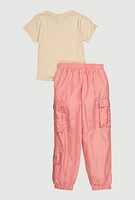 Girls A Little Bit Dramatic Graphic Tee and Cargo Joggers, Multi, Size 10-12