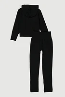 Girls Ribbed Knit Zip Front Hoodie and Leggings, 7-8