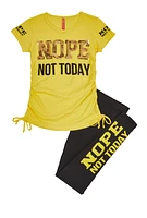 Girls Sequin Nope Not Today Graphic Top and Leggings, Yellow, Size 7-8