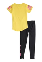 Girls Always And Forever Girl Power Tee and Leggings, Yellow, Size 14-16