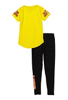 Girls Love My Life Graphic Top and Leggings, Yellow,