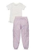 Girls Dream Graphic Top and Nylon Cargo Joggers, Multi, Size 10-12