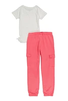 Girls Just Imagine Graphic Tee and Cargo Sweatpants, Pink, Size 7-8