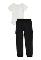 Girls Self Love Club Tee and Cargo Sweatpants, Multi, Size 10-12