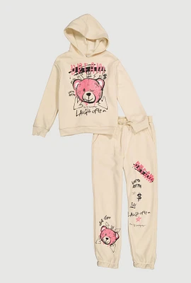 Girls Dream Bear Graphic Hoodie and Sweatpants, 14-16