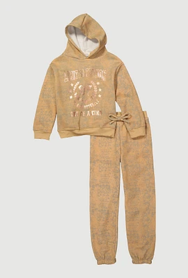 Girls Acid Wash Limited Edition Foil Screen Sweatshirt and Sweatpants, Multi, Size 14-16