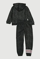 Girls Brooklyn Graphic Hoodie and Sweatpants, Black, Size 7-8