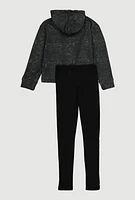 Girls Acid Wash Brooklyn Sweatshirt and Leggings, Black, Size 7-8