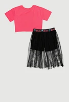 Little Girls Barbie Graphic Tee and Tutu Skort, Pink, Size 4
