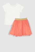 Little Girls One Of A Kind Graphic Tee and Tutu Skirt, Multi, Size 4
