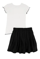 Little Girls Its True 3D Graphic Tee and Pleated Skirt, Black,