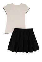 Little Girls Cute Smart and A Little Bit Dramatic Tee with Skirt, Black, Size 6X