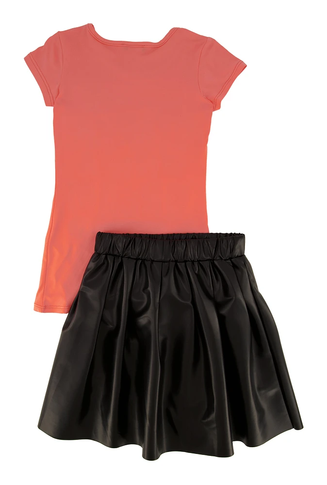 Little Girls Everything Starts With A Dream Top and Pleated Skirt,