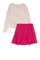 Little Girls Believe In Your Dreams Top and Pleated Skirt, Pink, Size 4