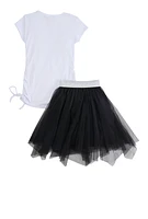 Little Girls Believe In Yourself Tee With Tutu Skirt, White, Size 6X