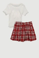 Little Girls Smile Everyday Top and Plaid Skirt, Red, Size 4
