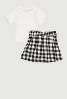 Little Girls Inspire More Love Glitter Top and Plaid Skirt, Multi, Size 4