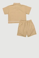 Girls Sequin Trim Button Front Shirt and Shorts,