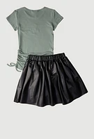 Girls Spread Sunshine Tee and Faux Leather Skirt,