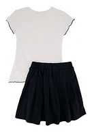 Girls Im Gorgeous and I Know It Tee Pleated Skirt, Black,