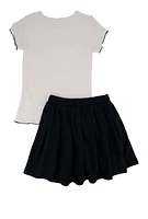 Girls Good Things Are Coming Tee and Pleated Skirt, Black, Size 14-16