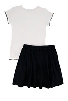 Girls Its True I Always Look This Good Tee and Pleated Skirt, Black, Size 10-12